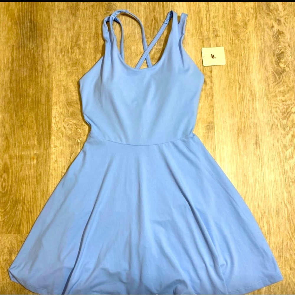 💫NWT Fabletics Women’s Boost Performance Sleevess Dress in Light Blue s - Picture 2 of 13